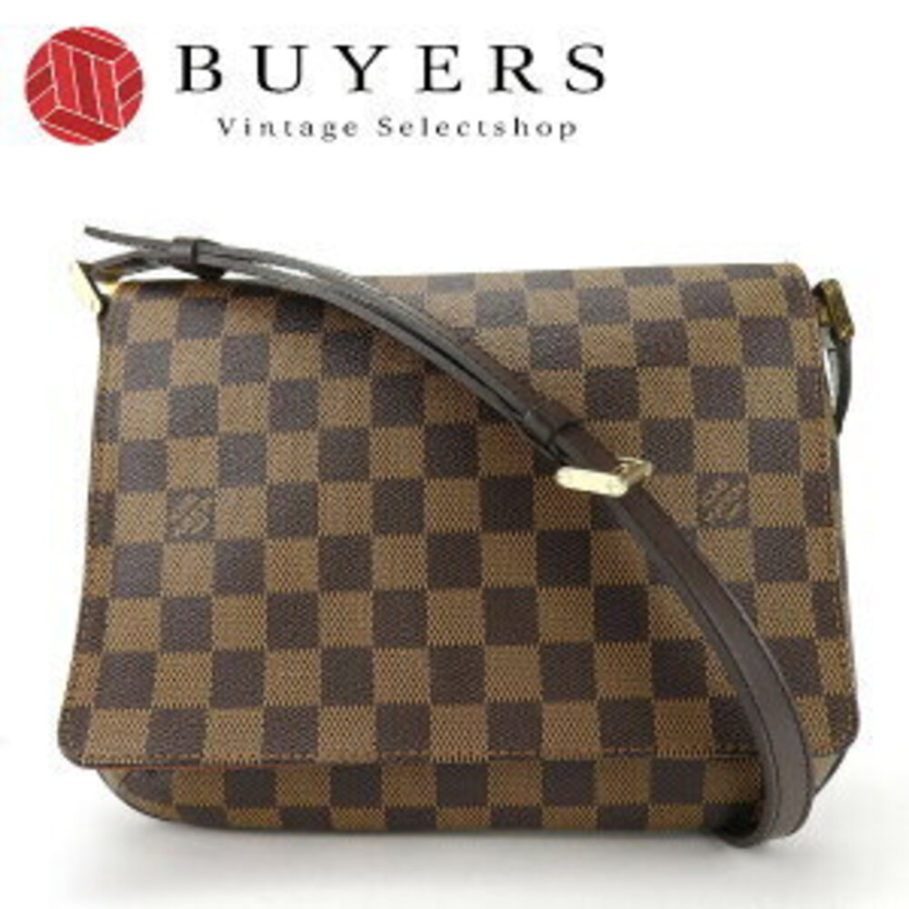 Louis Vuitton Musette Tango Shoulder Bag Damier Ebene Brown Short